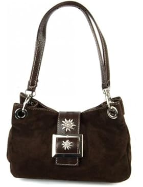 Trachtentasche Dirndltasche mit Edelweiss Veloursleder Wildleder TA 30150 braun