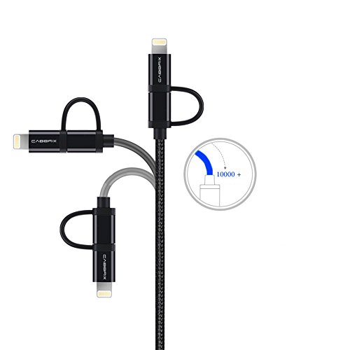 2 x CABBRIX 2in1 Micro USB / Lightning Daten- und Ladekabel für iPhone 5 5S 6 6S 7 Plus, iPad mini 2 3 4 Air 2, Samsung Galaxy S3 S4 S5 mini S6 S7 Edge A3 A5 J5 Note 4 5, Huawei P8 Lite, Lumia 650, Sony, Android, Gamepad Controller XBOX PS4 2 Meter - 4