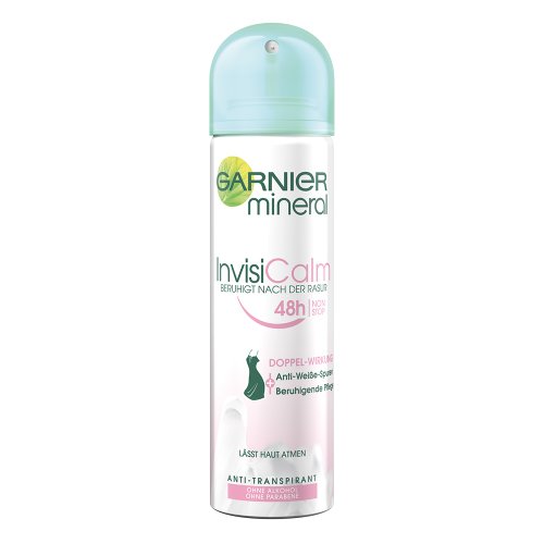 Garnier Mineral Deodorant InvisiCalm - Deospray Frauen 48h Non-Stop Protection / angereichert mit Mineralite (dermatologisch getestetes Antitranspirant - alkoholfrei, parabenefrei) 3 x 150 ml