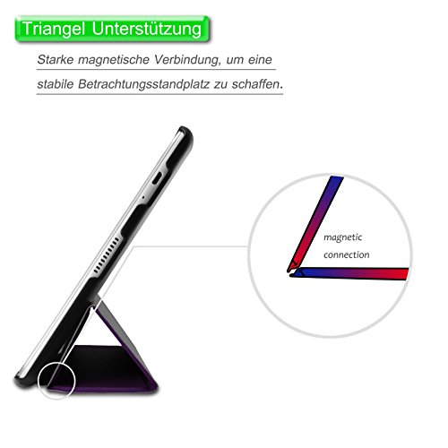 HuaWei MediaPad T2 10.0 Pro Hülle, Infiland Ultra Dünn Tri-Fold Muschel hochwertiges PU Leder Ultra Schlank Superleicht Ständer Shell Cover Schutzhülle Etui Tasche für Huawei MediaPad T2 10.0 Pro 25,7 cm (10,1 Zoll) IPS Tablet PC(Lila) - 6