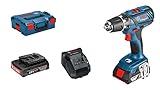 Lieferumfang: GSR 18-2-LI Plus, 2x 2,0 Ah Akku, Ladegerät AL 1820 CV, L-BOXX 136
