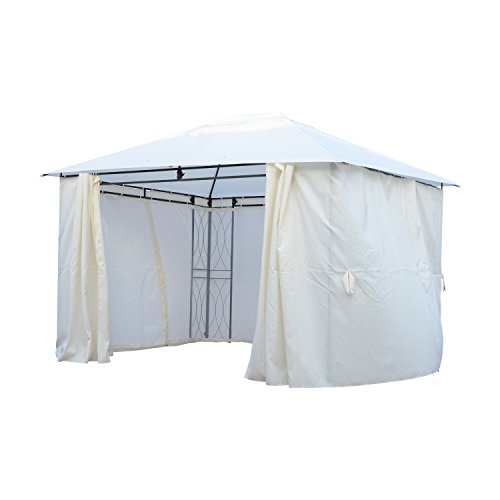 Outsunny® Pavillon Gartenpavillon Partyzelt Gartenzelt Festzelt mit Seitenteilen, Metall+Polyester+Moskitonetz, 3x4m - 5