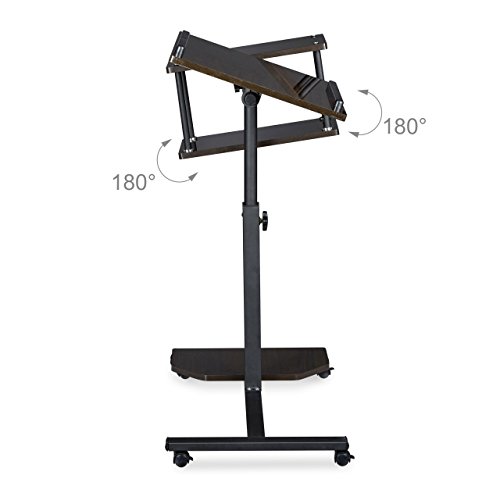 Relaxdays Laptoptisch höhenverstellbar XL HBT: 100 x 77 x 40 cm Großer Notebook Tisch als Sofatisch und Beistelltisch mit 4 bremsbaren Rollen für Tablet mit Mouse Ablage und Antirutsch-Leiste, schwarz - 6