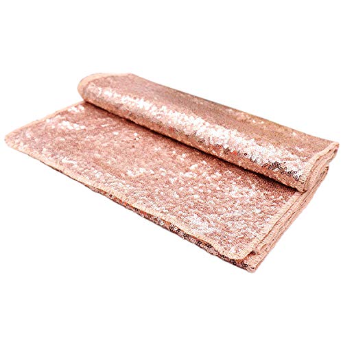 BIT.FlY Chemin de table - Couelur or rose - Avec Paillettes - Pour décoration de mariage ou évènement - 30 x 275 cm