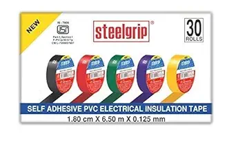 Pidilite Steelgrip Self Adhesive PVC electrical Insulation Tape - Pack of 30 Assorted Rolls (6.50m Each)