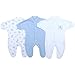 BabyPrem Premature Early Baby Clothes Pack of 3 Sleepsuits / Babygros 0 - 7.5lb BLUE TEDDY PREM 2