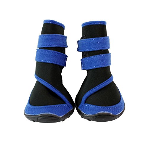 Semoss-4-Set-Dog-Shoes-Waterproof-Protective-Rain-Boots-Anti-Slip-Dog-Paw-Protectors-Pet-Shoes-BlueSizeL90-x-70-cm-L-x-B