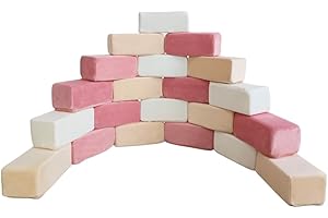 Wonder Space Peluche Schiuma Costruzioni - Costruire Pila Asilo Giocattoli Per Bambini Piccoli, Morbido e Liscio, Apprendimento Precoce, Abilità Motorie e Cervello Sviluppo (Cuboide, Arrossire)