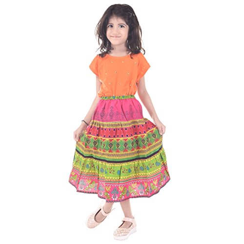 SAARVI FASHION Girls Printed Multicolor Cotton Fit & Flair Skirt-SFK-026Multi - Amazon