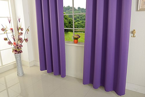 Verdunklungsgardine blickdicht, 2 Stück 245×140 (HxB), Lila Ösen Thermo Vorhang Gardine Verdunklungsvorhang Blackout, 206000 - 3