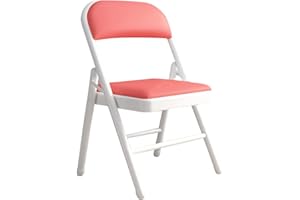 QMBHOZ Chaises pliante Chaises Rembourrées Pliantes Président De Conférence De Formation De Bureau, Chaise Dinante Se Pliante De Ménage, Chaise À Dossier De Dortoir Légère ( Color : White pink , S : 45*45*79