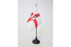 AZ FLAG - Northern Ireland Table Flag 4'' x 6'' - Irish Mini Desk Flag 100% Polyester 15 x 10 cm - Office Mini Banner with 10'' Pole - Golden Spear