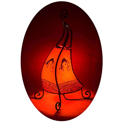 Preisvergleich Produktbild Orientalische Lampe Stehlampe marokkanische Hennalampe Lederlampe Tischleuchte Stehleuchte Orient Coq Gecko 40 cm Color Rot