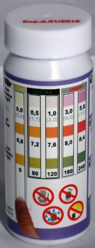 50 Teststreifen 3 in 1 für Chlor, pH + Alkalinität von well2wellness® - 2