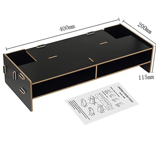 Desktop Monitor Stand Universal Desktop Monitor Ständer Wasserdichte und feuchtigkeitsbeständig Monitorständer für Desktop Schreibtisch – Monitor LCD TV Fernsehapparat Laptop Computer Schirm – Schwarz - 5