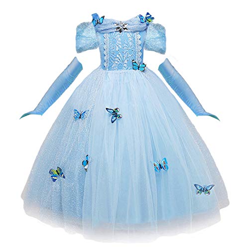 NNDOLL Cendrillon Robe Carnaval Costumes Petite Fille Fille Princesse Robe Bleu Clair 850