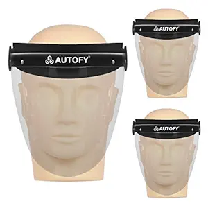 Autofy Flipup Helmet Visor Polycarbonate Face Shield for Men Women Adults Full Face (Set of 3 - Medium Size)