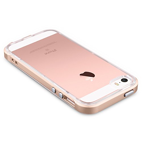 iPhone 5S / 5 Case, ULAK iPhone SE Case Shock Absorption Bumper Frame [Drop Protection] Soft Transparent Anti-Scratch Clear Back Case Cover for Apple iPhone 5 5S SE (Gold)