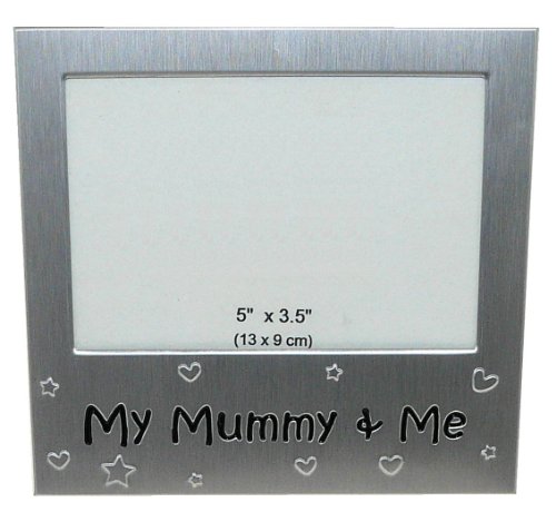 ' My Mummy & Me ' - Photo Picture Frame Gift - 5 x 3.5 " - Brushed Aluminium Satin Silver Colour
