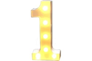 Guijiyi Lights Décoration LED Chiffres,Numéros Illuminés par LED,Marquee Light Sign Opérateur à Piles pour Réceptions de Mariage de Partie Maison de Vacances et Salle de Bain Bar la Mariée Décor(1)