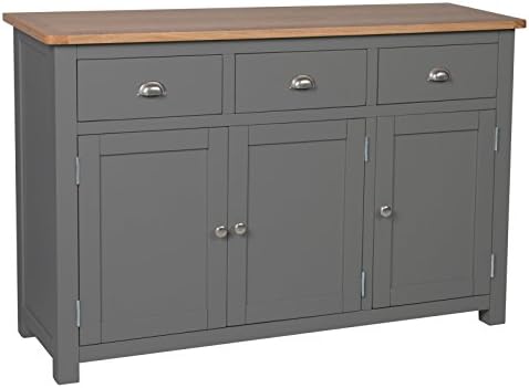 Aspen Dark Painted Oak Large Sideboard / Buffet Table / Grey Painted / Living Room / New