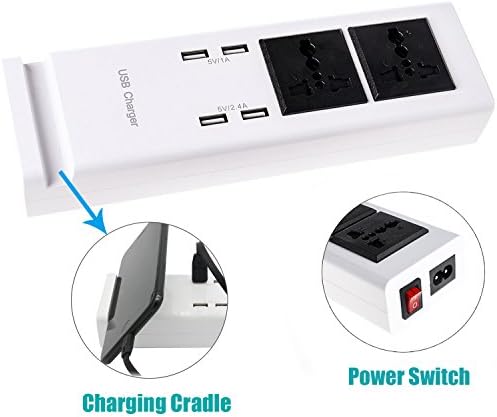 GOGOLUCK Power Extension 2 Outlets 4 USB Ports Surge Protector Power Strips Socket Switched USB Power Outlet Strips 5ft Power Cord White