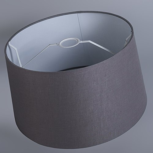 QAZQA Leinen Lampenschirm 40cm rund DS E27 leinen braungrau , Rund konisch Schirm Pendelleuchte, Schirm Stehleuchte, - 4