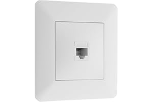 Zenitech - Toma de Red RJ45 CAT6 Blanca Artezo - Instalación Empotrada - Compatible con Caja de Empotrar - Frontal Ajustable para Superficie Irregular - Soporte Clipable - Placa 86 x 86 mm