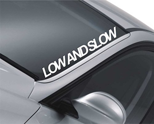 Pegatina para parabrisas con texto en inglés «Low and Slow», que bromea sobre las emisiones bajas y la velocidad, para coches de drifting japonés