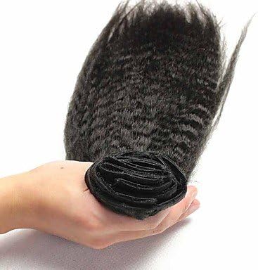 PuMaple Peruvian Virgin Hair Kinky Straight Clip In Human Hair Extensions 7 Pieces/Set Natural Color 120g/set , 22 inch