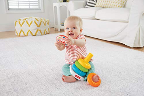 Fisher-Price Pyramide Arc-en-Ciel Jouet Bébé, Favorise la Coordination des Gestes et l'Apprentissage des Couleurs, 6 Mois et Plus, FHC92 – Image 5