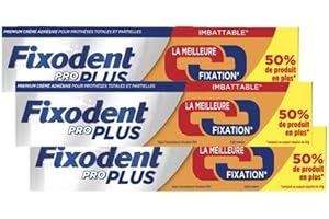 Fixodent Proplus Crème adhésive Duo Action Lot de 3 x 60grs