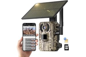 NUASI 4G Cámara de Caza con SIM y 32GB SD, 2K Video en Vivo, Solar Cámara de Caza Nocturna para Vigilancia de Vida Silvestre, Tiempo de Activación 0.2s, IP66 Impermeable
