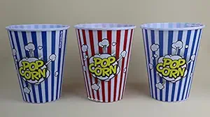 Perpetual Bliss 2 Pcs Reusable and Washable Food Box Theater Style Popcorn Tubs Big Bowl Plastic Container Bucket Birthday Return Gifts-Multi Color (Pack of 2)