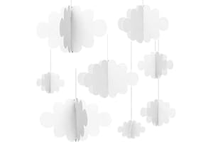 BEPSYOM Paquete de 16 Decoraciones Colgantes de Nube 3D, Nubes Falsas para Techo, Adornos de Nube para habitación de los niños, Babytaufe, Party, Boda, decoración de Escenario
