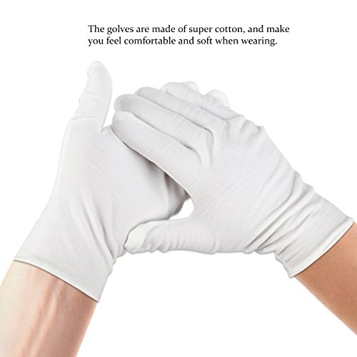 FOXNOVO 8 Paare weiße Baumwolle Handschuhe weiche leichte Arbeit Handschuhe Größe - 2