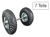 eje con rodamientos para sierra circular Eje de hierro enloquecido 7 piezas eje 1000 mm Completo + 4 anillos de ajuste Hierro Galvanizado + 2 ruedas 260 mm, con rodamiento de bolas