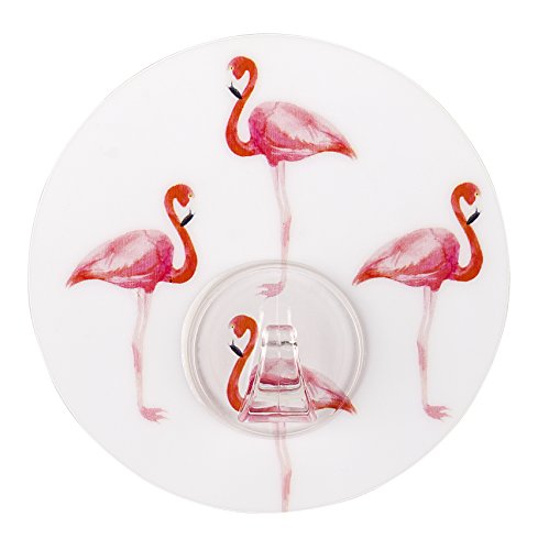Wenko 22739100 Static-Loc Uno Flamingo Badezimmerhaken, Küchenhaken, Kleiderhaken mit statischem Halt, Polyethylenterephthalat, mehrfarbig, 8.5 x 8.5 x 2 cm - 2