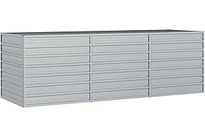 ‎VIDAXL vidaXL Pflanzkasten Hochbeet 240x80x77 cm Stahl verzinkt Silber Hochbeet Pflanzkasten Gartenbeet Hochbeet Pflanzkasten Gartenbeete