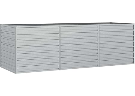 vidaXL Odlingslåda upphöjd galvaniserat stål 240x80x77 cm silver, odlingskruka, blomlåda, trädgårdsk - Amazon Deal & Rabatt
