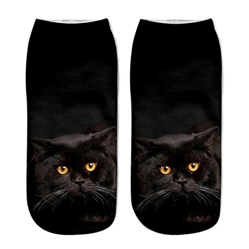 Calcetines Mujer Hombre, ❤️ Amlaiworld Calcetines Cortos Unisex Populares Divertidos Calcetines Ocasionales Impresos Gato Tobillera 3D Calcetines Térmicos Calcetines para Mujer Dama Niña (F, A)