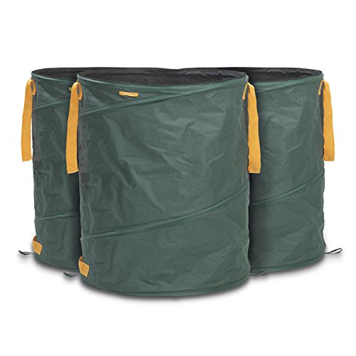 PRIMA GARDEN 03700 Gartenabfallsack 3er-Set | Gartensack, Laubsack, Rasensack ( Geeignet für Gartenabfälle wie Laub, Heckenschnitt oder Rasen ) | Wasserundurchlässig, Pop-Up Technologie | 160 Liter | Grün - 2