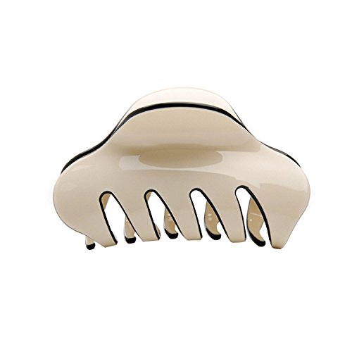 NALATI Korea Style Acrylic Hair Claw Ponytail Holder Solid Plain Hair Clip Barrettes Headpiece Hair Crab Clamp (Beige)