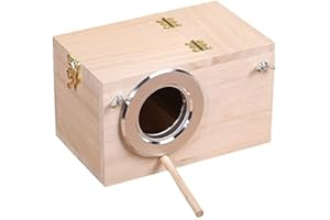 ANCLLO Durable Parakeet Nest Box Bird House Budgie Wood Breeding Box for Lovebirds Parrotlets Mating Box