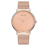 Gaddrt Uhren MEIBO Herren Casual Quarz Edelstahl Neue Armbanduhr Analoge Armbanduhr (Rose Gold)