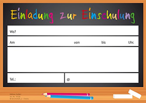 6 EINSCHULUNGS-EINLADUNGEN (10728): 6-er-Set lustige Einladungskarten zur Einschulung / Schulanfang von EDITION COLIBRI © – umweltfreundlich, da klimaneutral gedruckt - 2