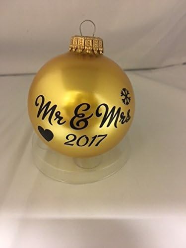 Mr &amp; Mrs 2017 - 1st year of marriage gift idea - Gold Christmas Tree Bauble