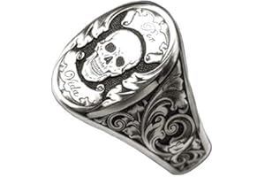 PikaLF Schädelring für Männer, nordischer Wikinger-Schädel-Kopfring, Vintage-Schädel-Totem-Amulett-Ring, Halloween-Biker-Ring, Hip-Hop-Ring, Punkrock-Schädel-Schmuckgeschenk für Männer Jungen