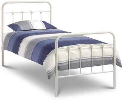 Happy Beds Papplewick 3' Single Stone White Metal Bed With Luxury Spring Mattress: Bedroom Beds Furniture
