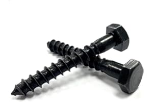 RADSO M6 Hex Head Coach Screws Wood Lag Bolt -Black Passivated- For Wood, Masonry, Brick, Concrete, Shelving, Wall Mounting, Fastening, Installation & other Indoor Projects (6mm x 60mm)-Pack of 10